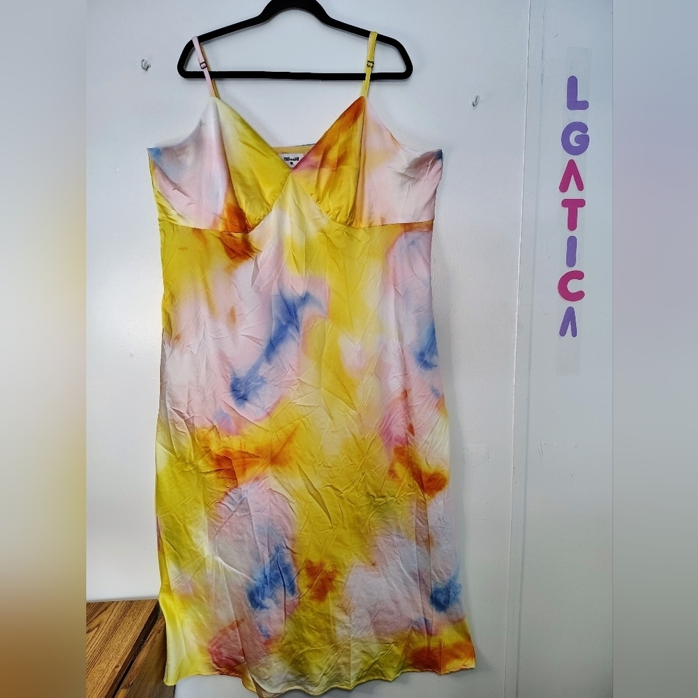 Diane Von Furstenberg intimate sleep dress Plus size XXL, tie dye print satin. - Picture 2 of 15
